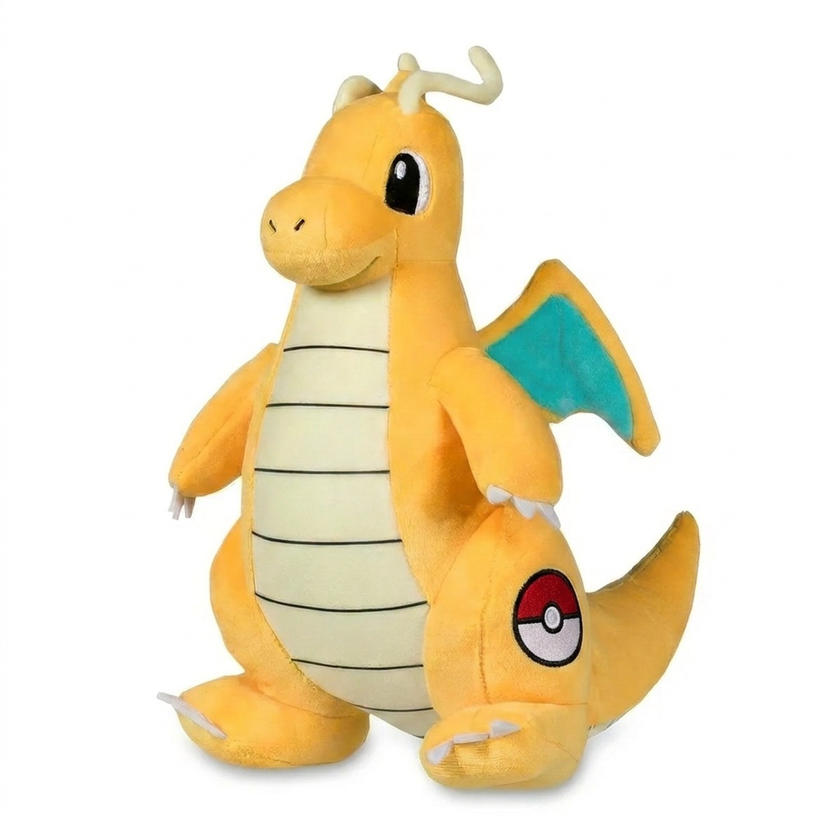 Dragonite Knuffel met badge die de echtheid bewijst.