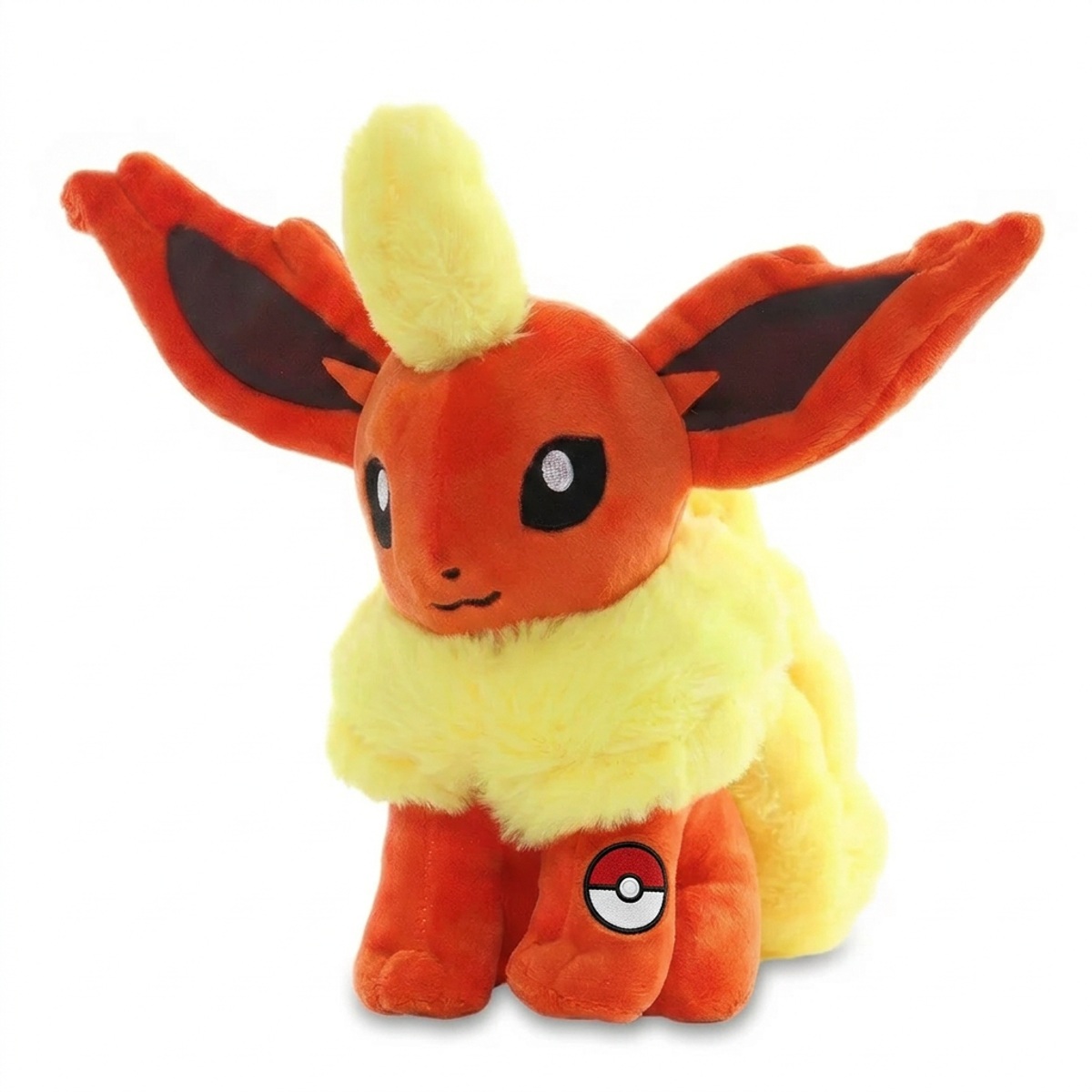 Flareon Knuffel met badge die de echtheid bewijst.