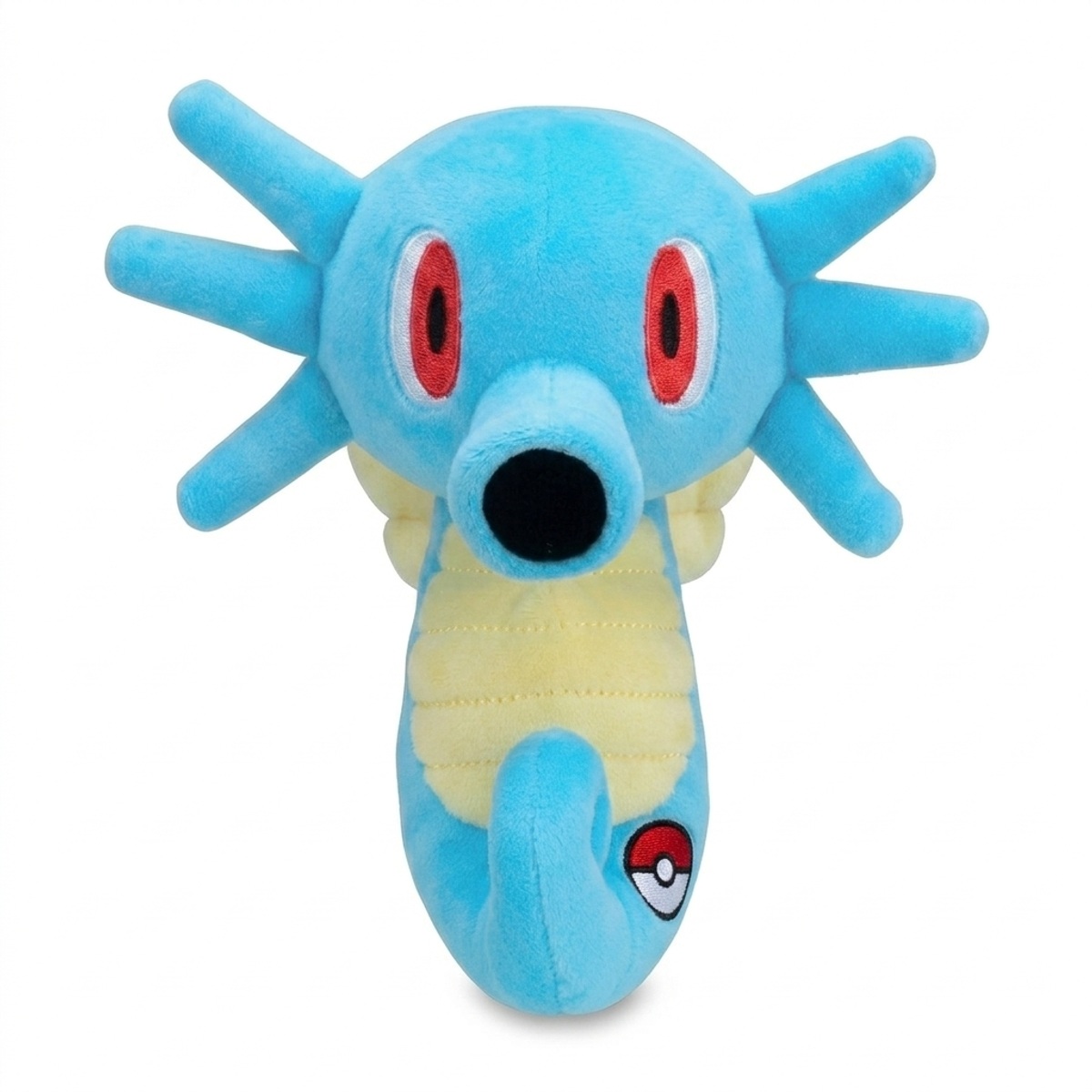 Horsea Knuffel met badge die de echtheid bewijst.