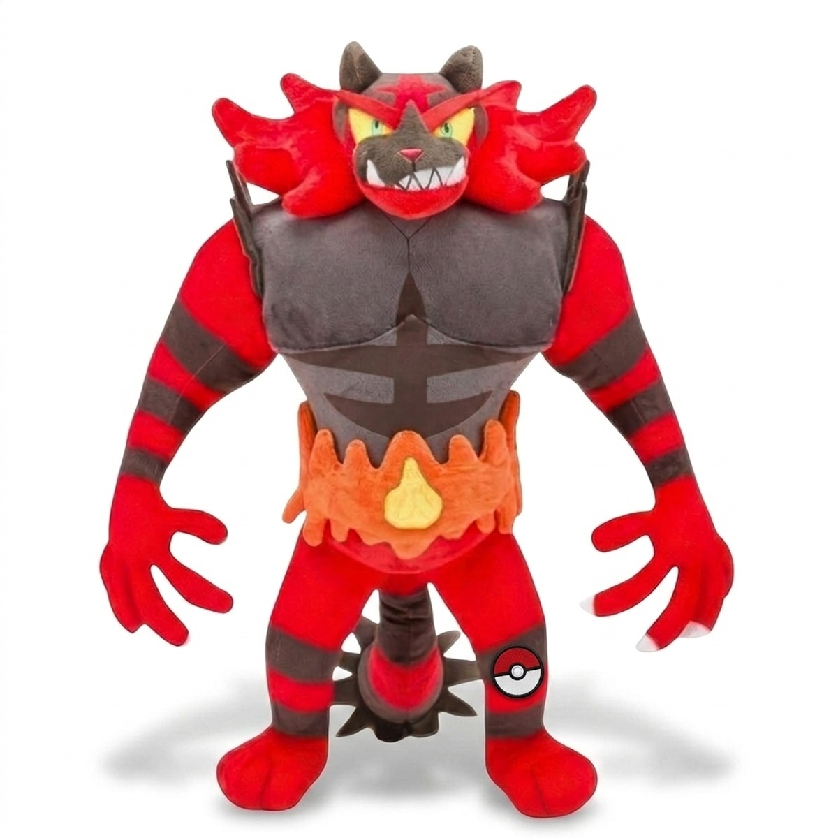 Incineroar Knuffel met badge die de echtheid bewijst.