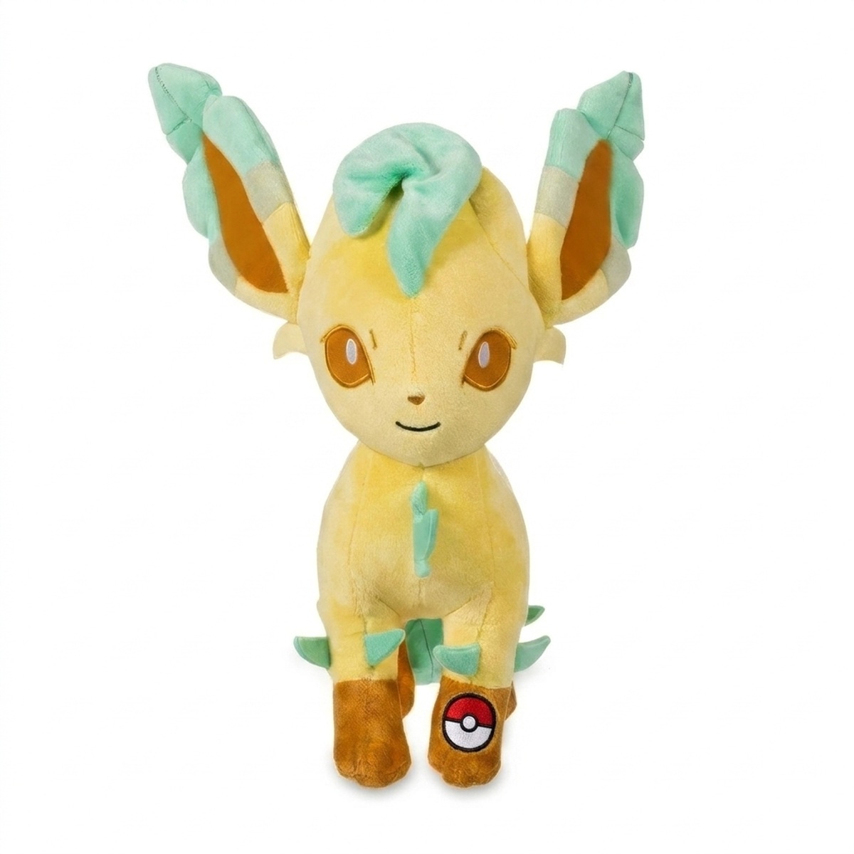 Leafeon Knuffel met badge die de echtheid bewijst.