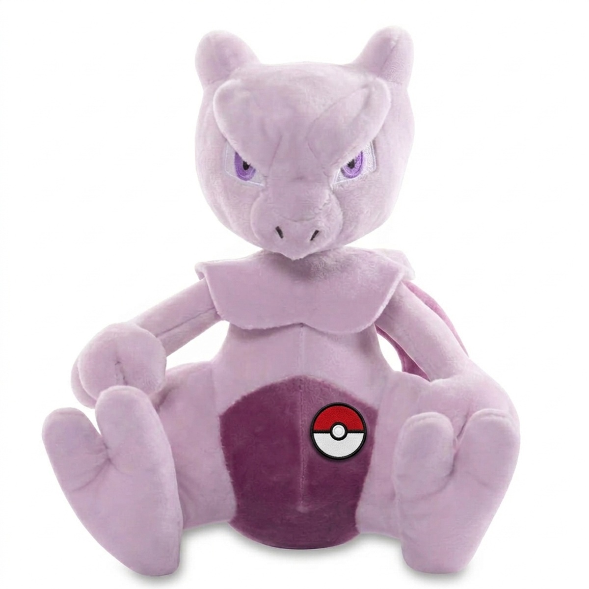 Mewtwo Knuffel met badge die de echtheid bewijst.