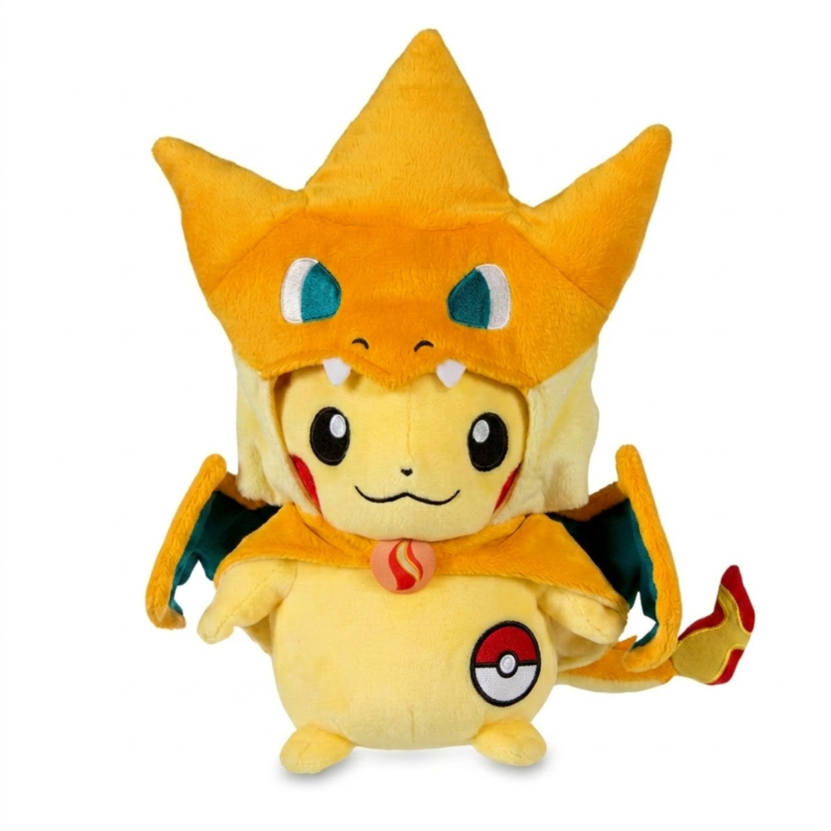 Charizard Knuffel met badge die de echtheid bewijst.