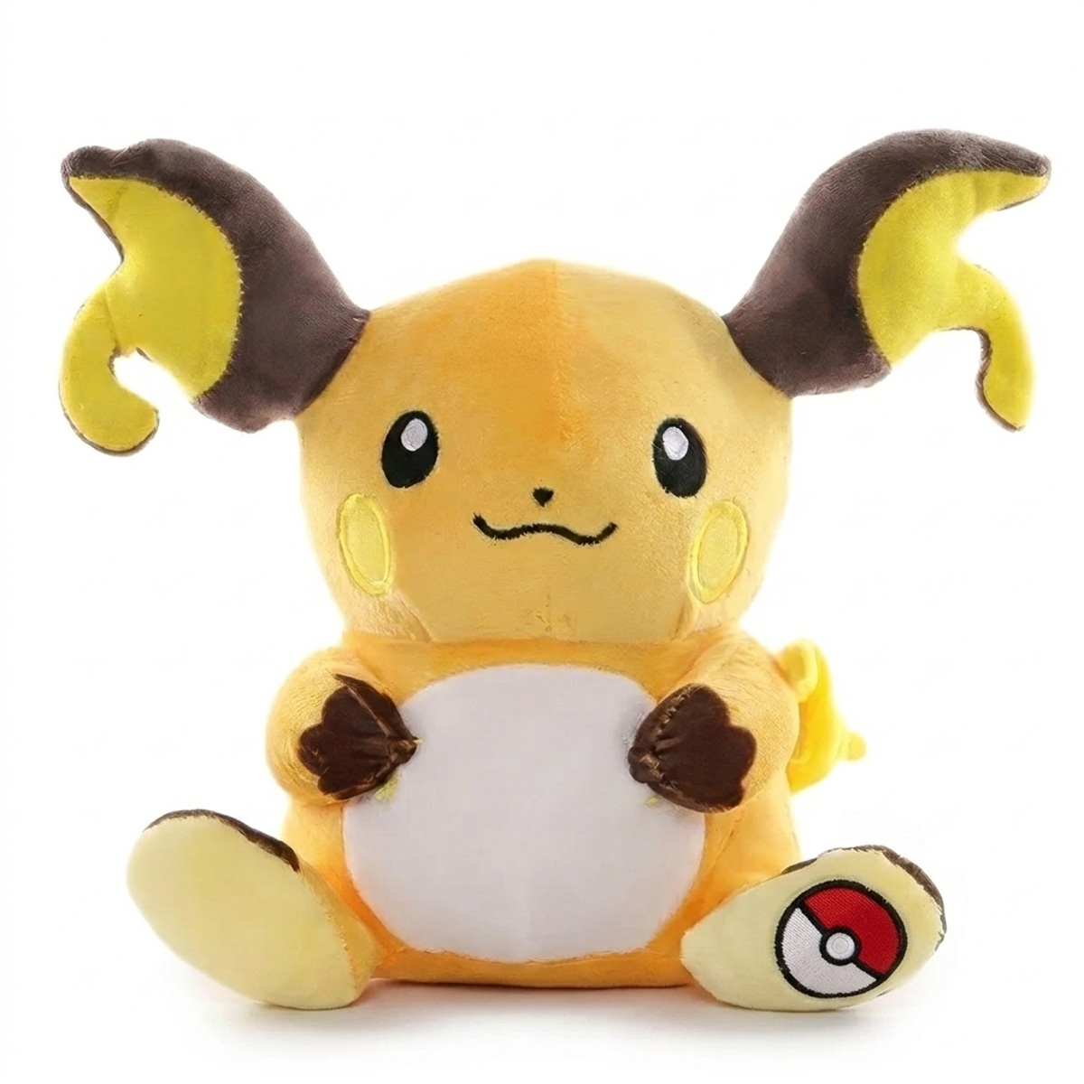 Raichu Knuffel met badge die de echtheid bewijst.
