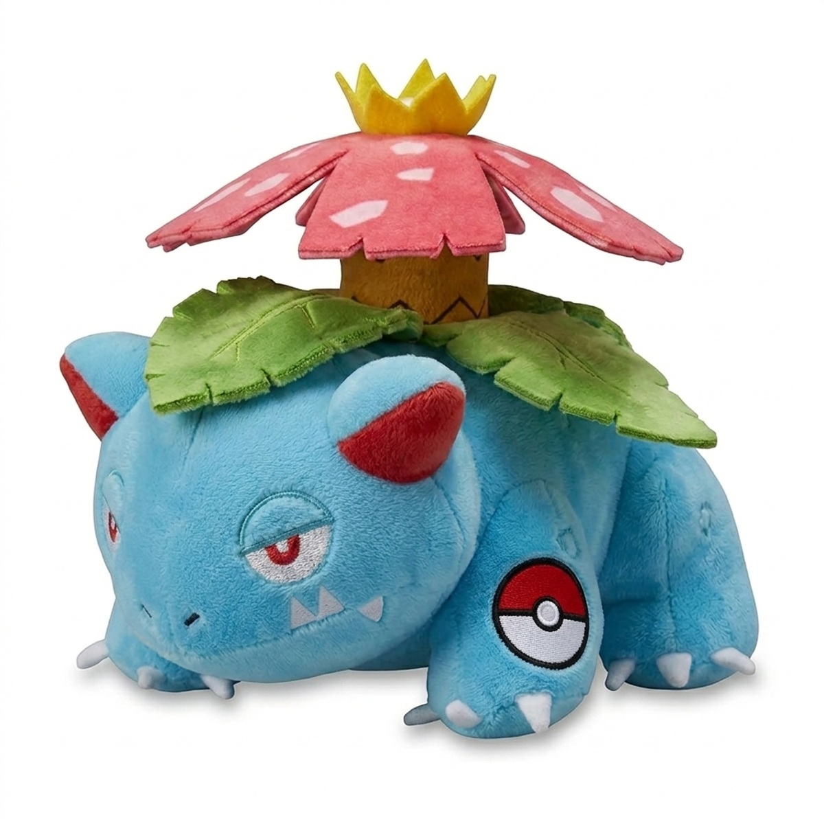 Venusaur Knuffel met badge die de echtheid bewijst.