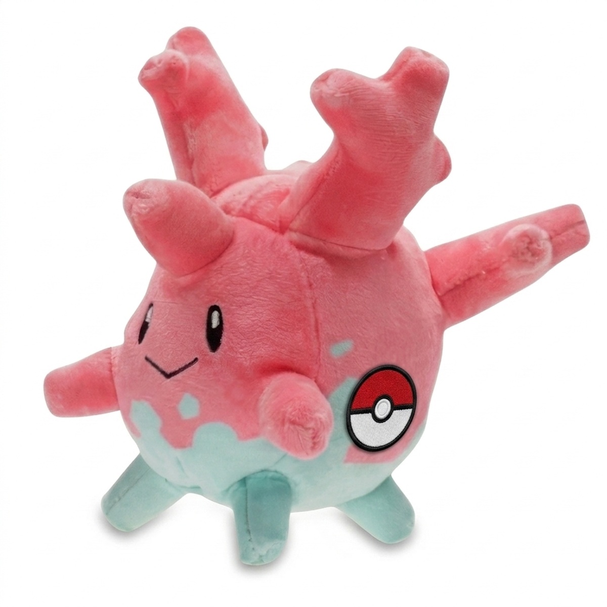 Corsola Knuffel met badge die de echtheid bewijst.
