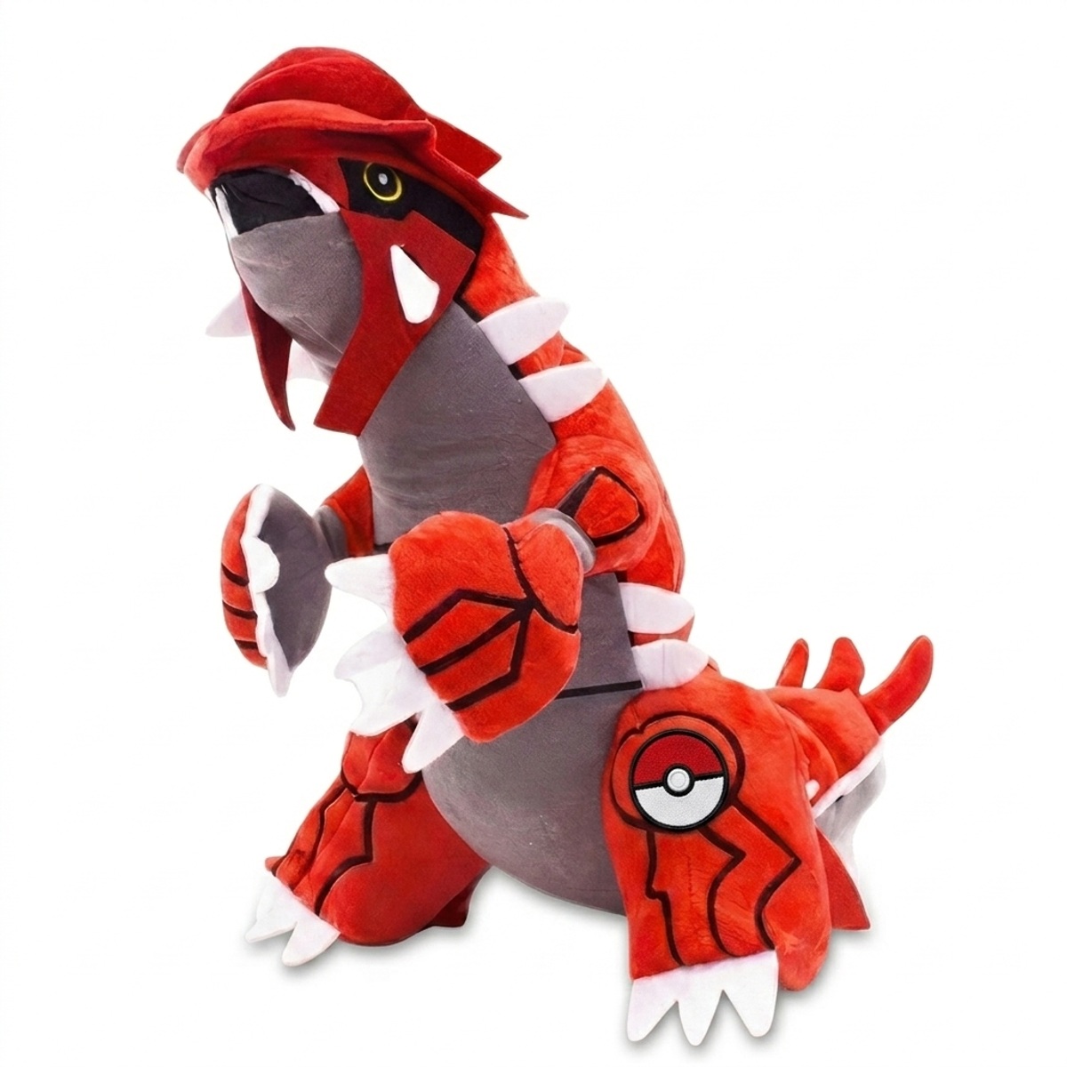 Groudon Knuffel met badge die de echtheid bewijst.
