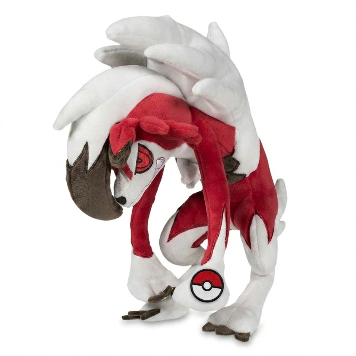 Lycanroc Knuffel met badge die de echtheid bewijst.