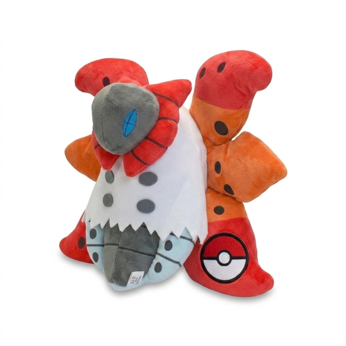 Volcarona Knuffel met badge die de echtheid bewijst.