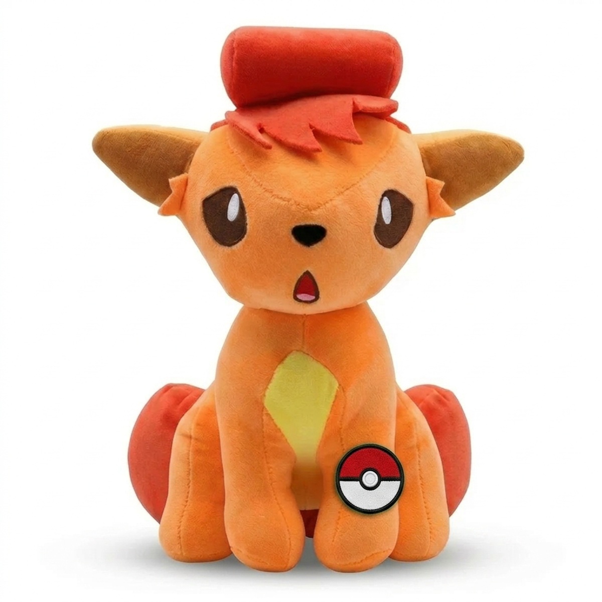 Vulpix Knuffel met badge die de echtheid bewijst.