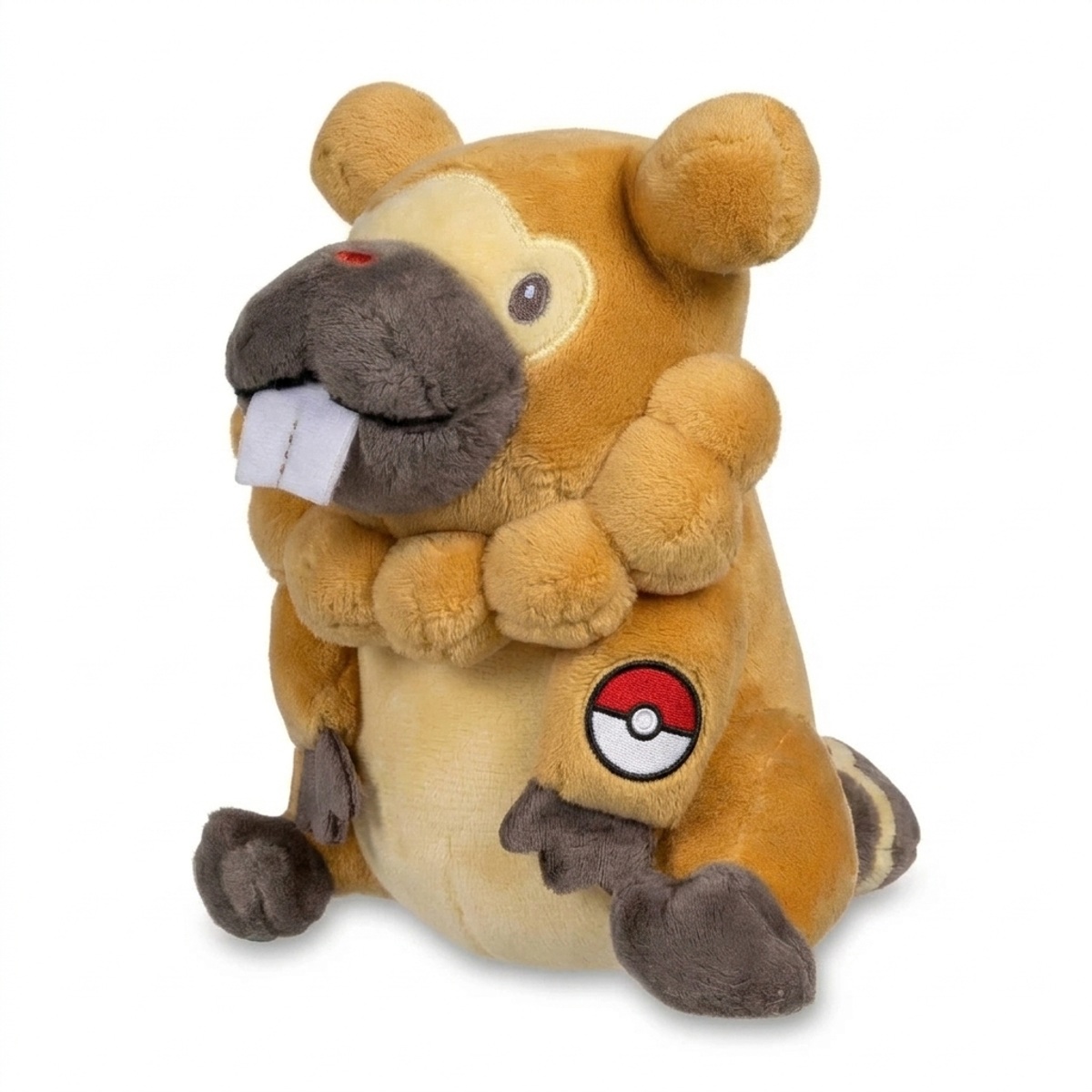 Bidoof Knuffel met badge die de echtheid bewijst.