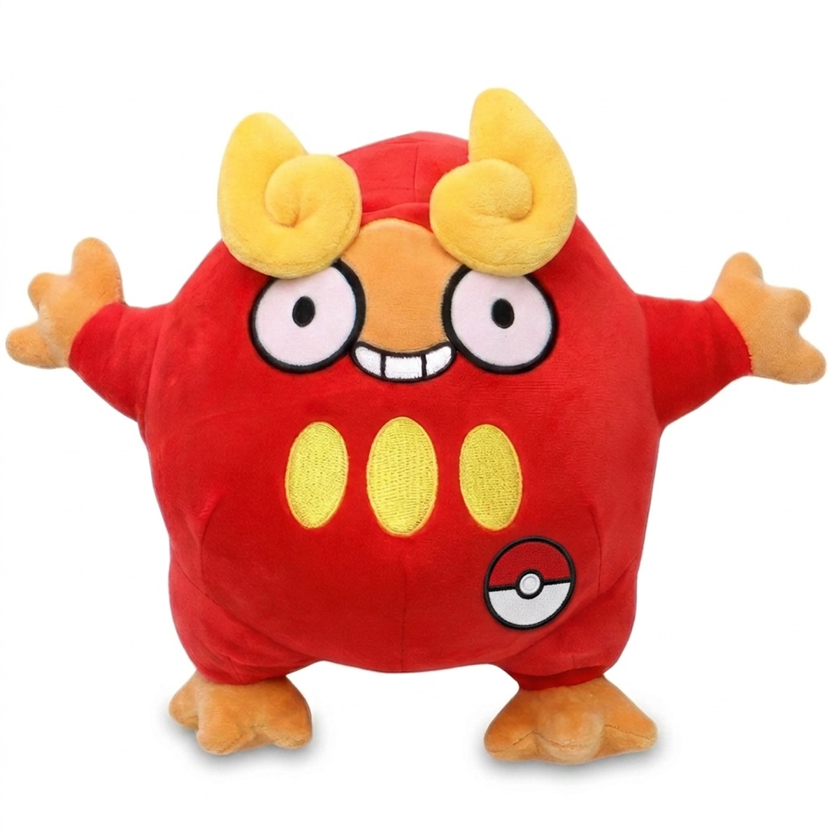Darumaka Knuffel met badge die de echtheid bewijst.