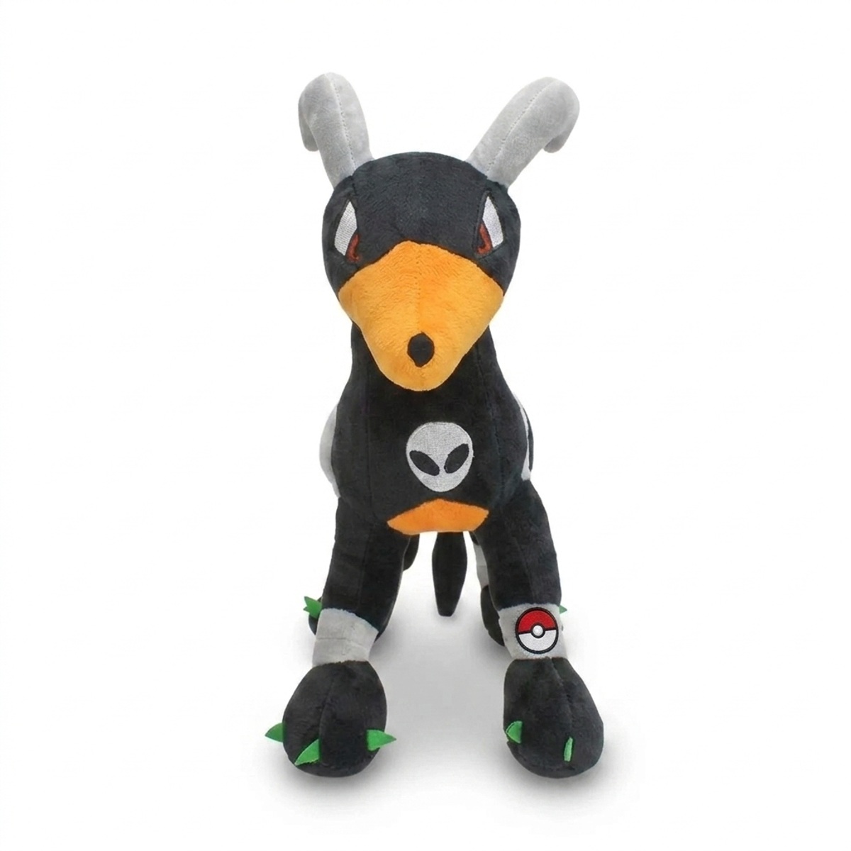 Houndoom Knuffel met badge die de echtheid bewijst.