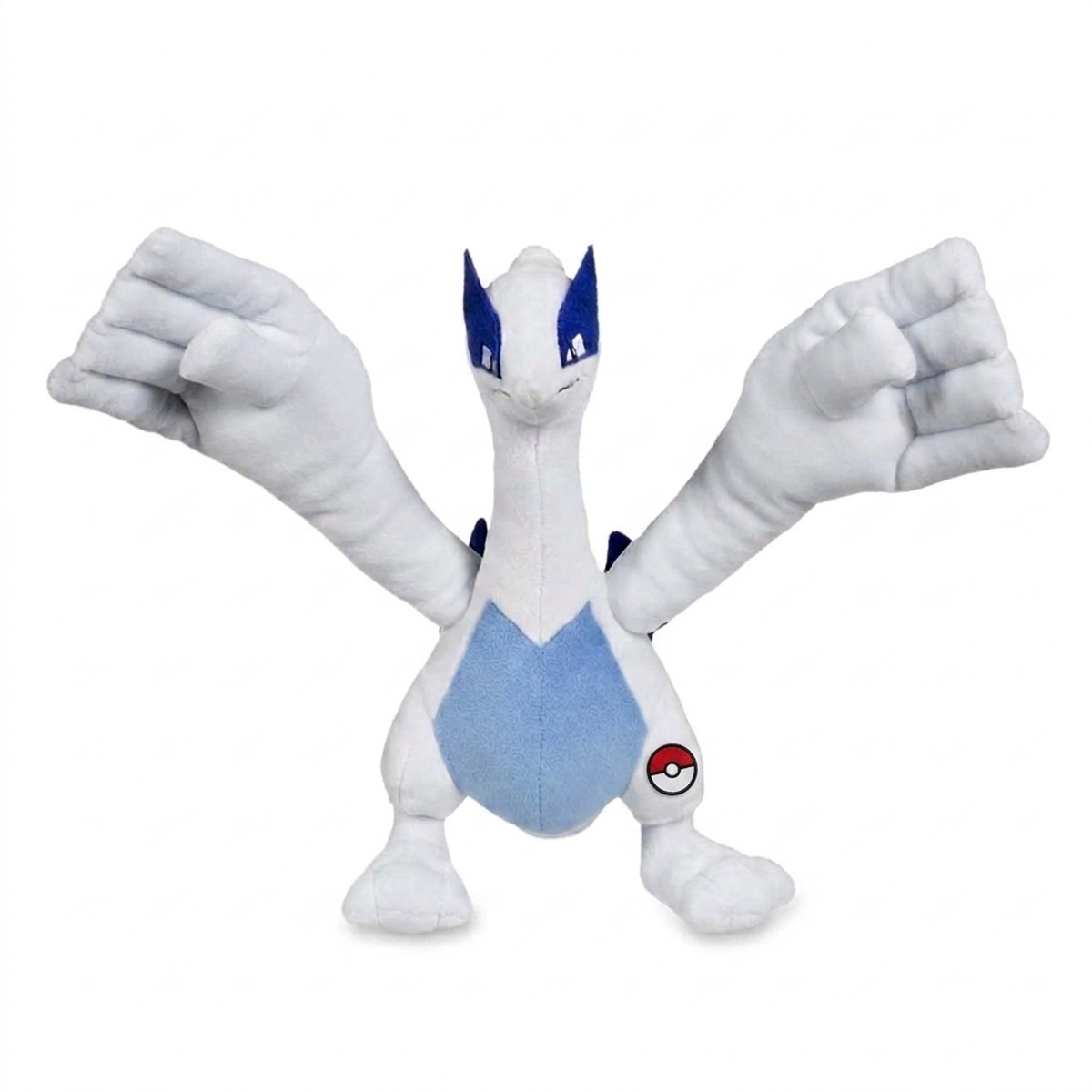 Lugia Knuffel met badge die de echtheid bewijst.