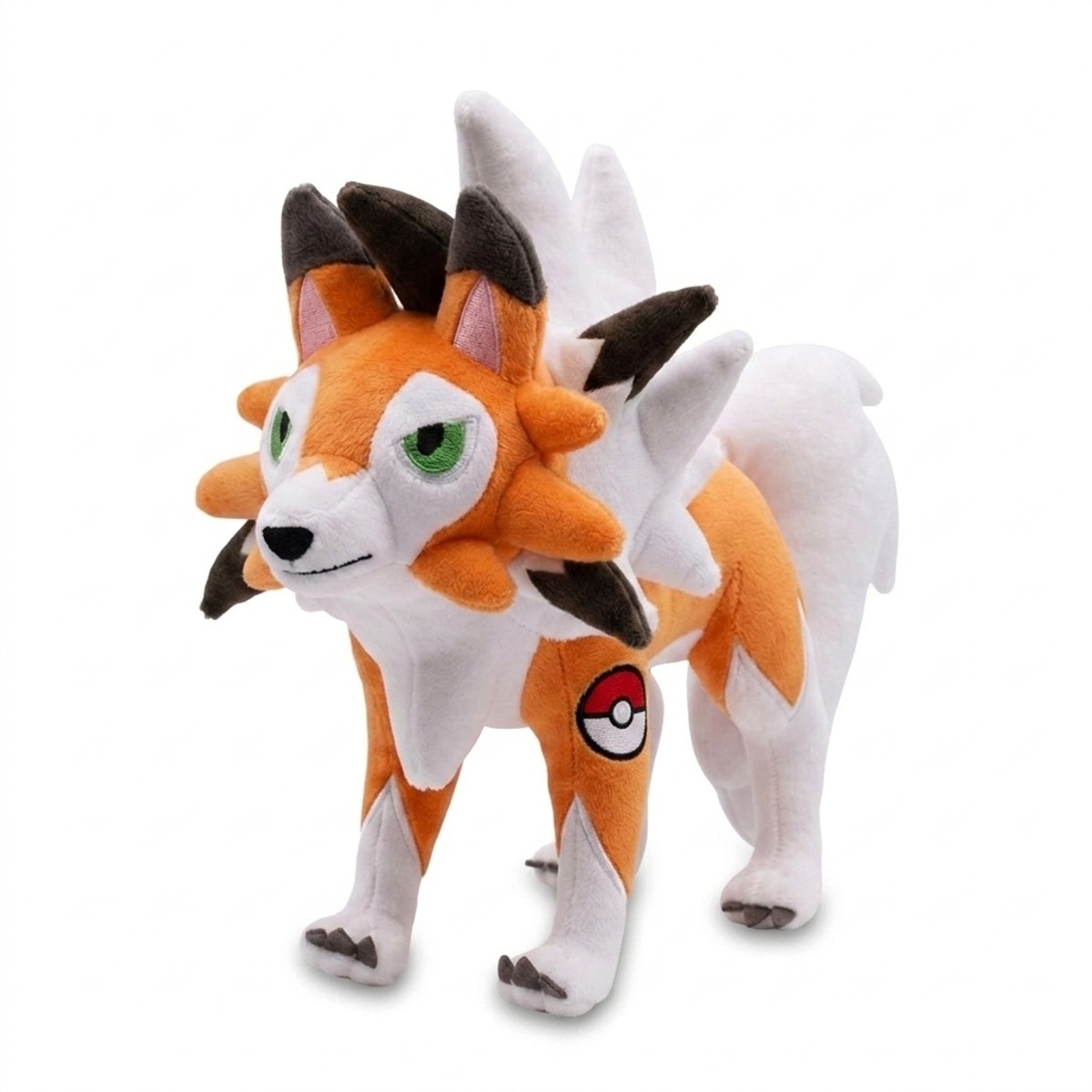 Lycanroc Knuffel met badge die de echtheid bewijst.