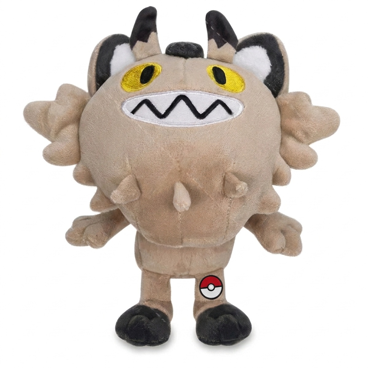 Meowth Knuffel met badge die de echtheid bewijst.