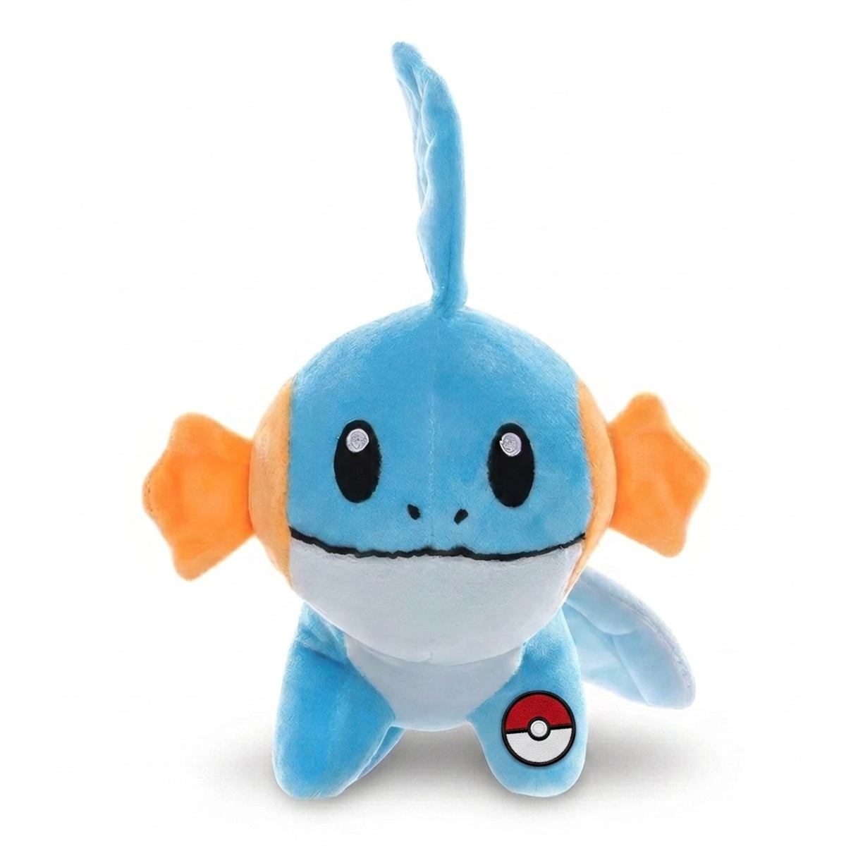 Mudkip Knuffel met badge die de echtheid bewijst.