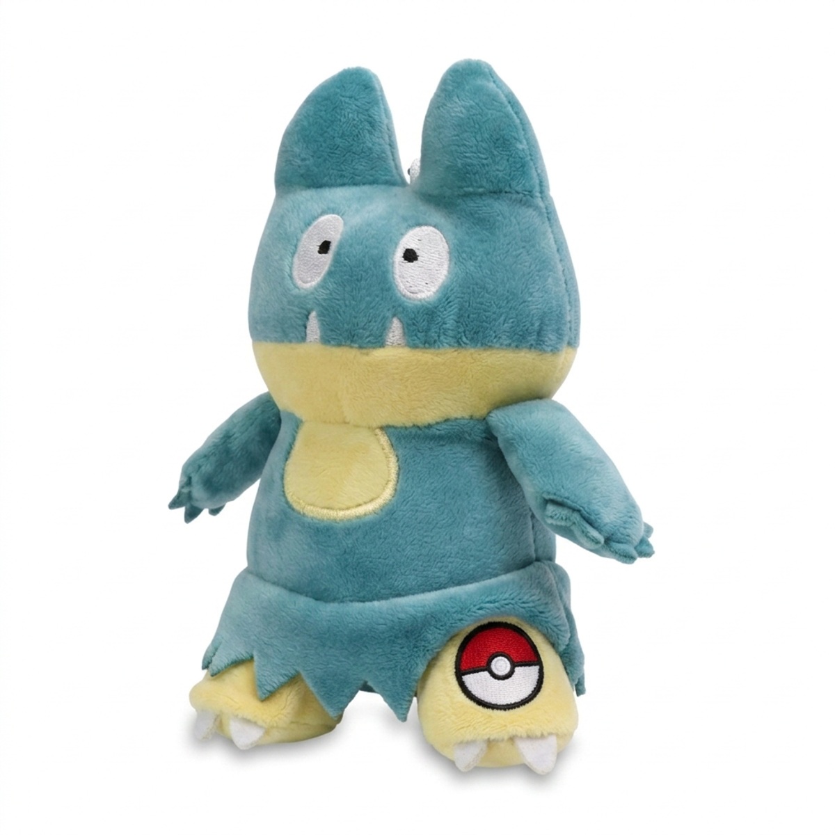 Munchlax Knuffel met badge die de echtheid bewijst.
