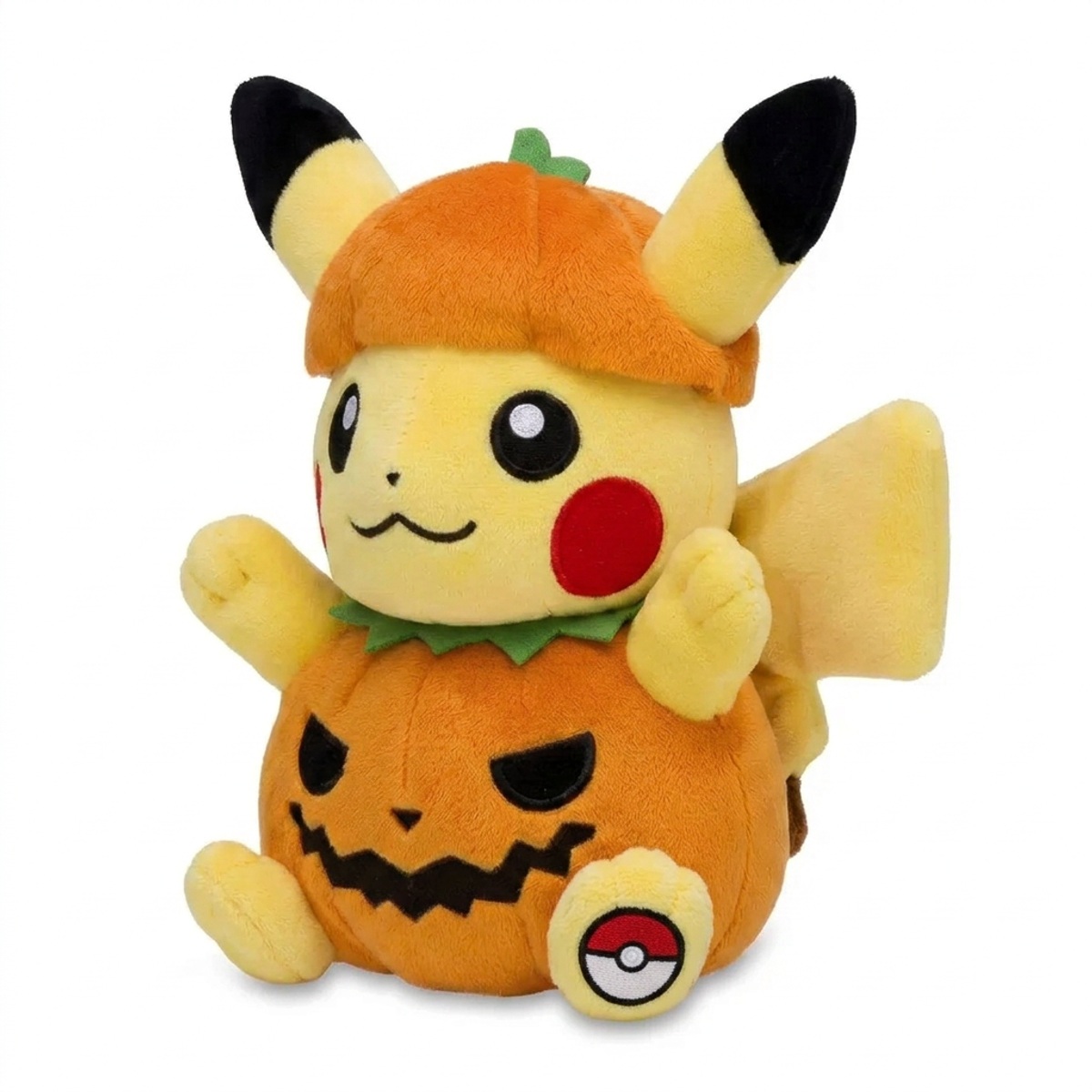 Pikachu Knuffel met badge die de echtheid bewijst.