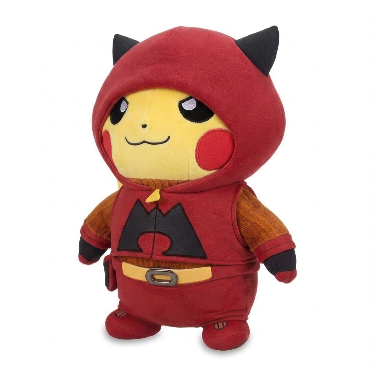 Pikachu Team Magma knuffel driekwart aanzicht