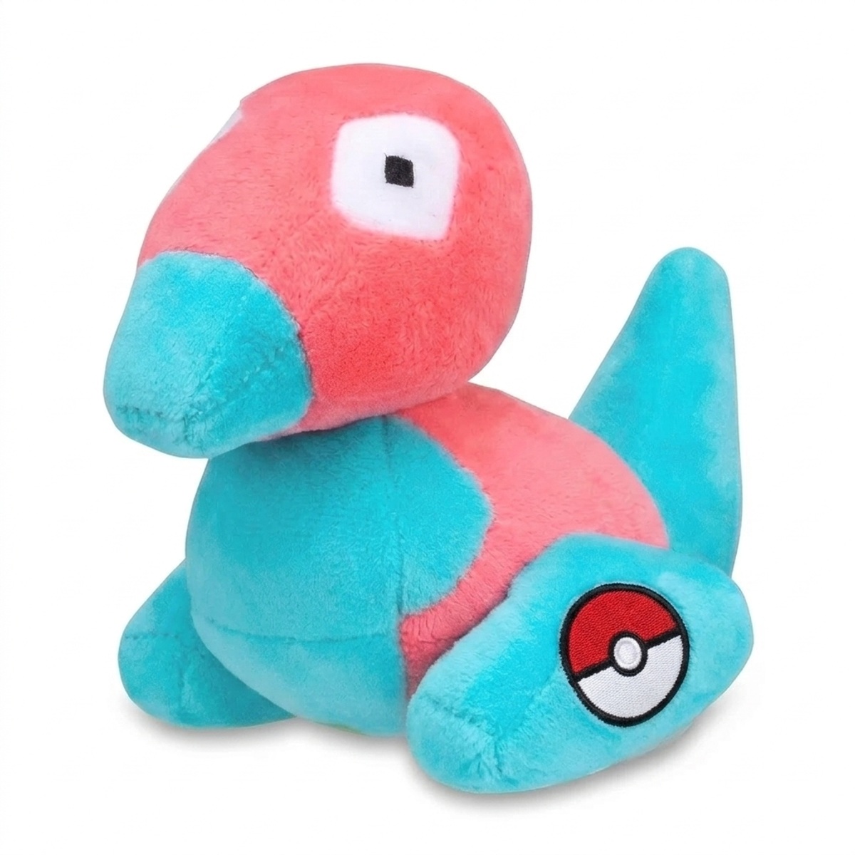 Porygon Knuffel met badge die de echtheid bewijst.