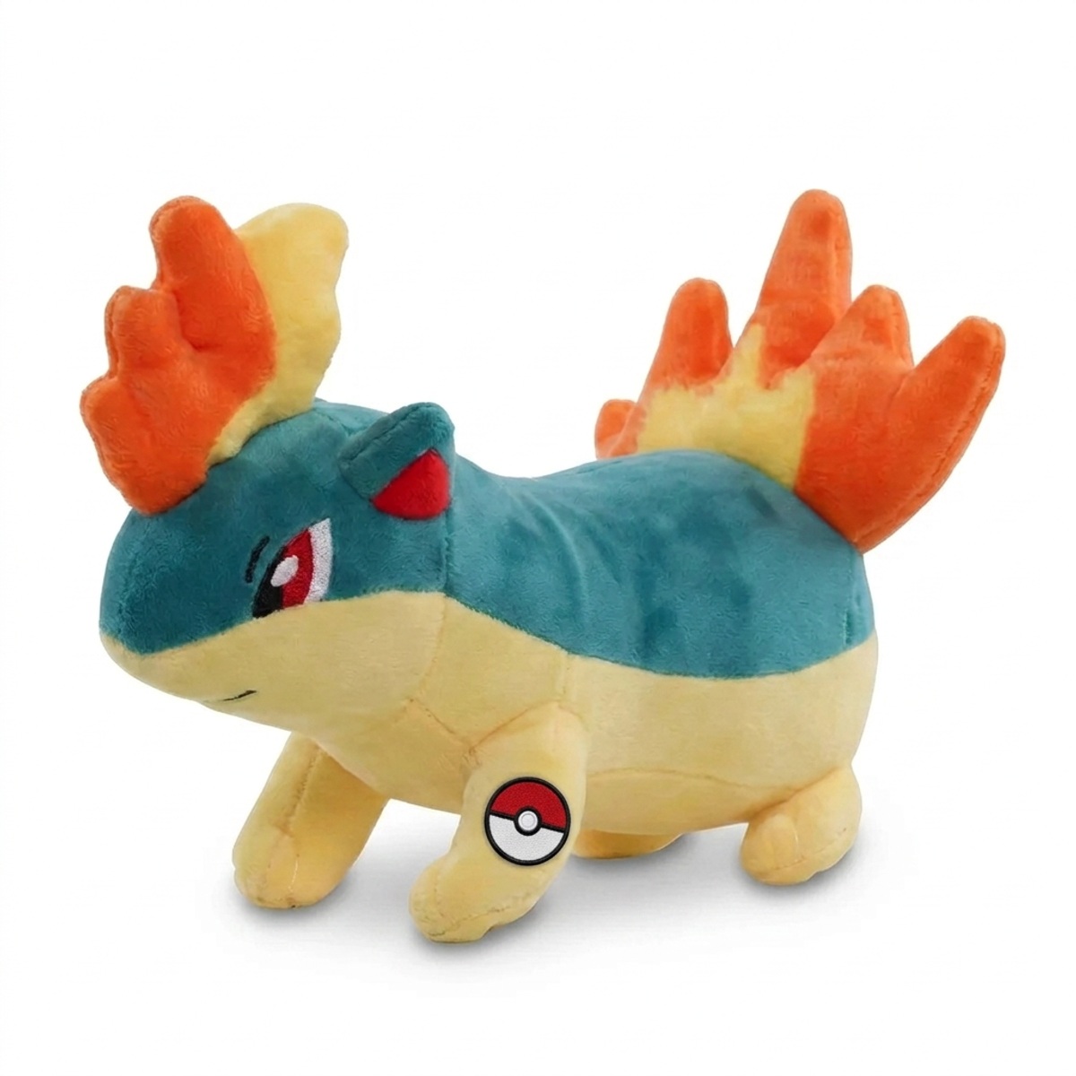 Quilava Knuffel met badge die de echtheid bewijst.