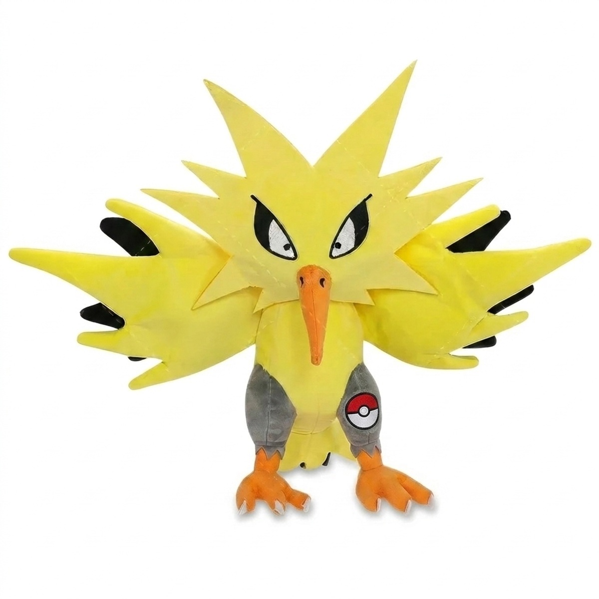 Zapdos Knuffel met badge die de echtheid bewijst.